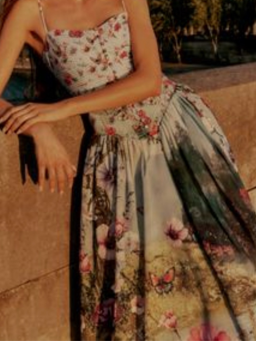 Anthropologie Floral & Butterfly Midi Dress - Multicolor - Picture 13 of 16